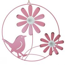 Product Decorative ring metal hanging decoration flowers pink Ø30cm 2pcs