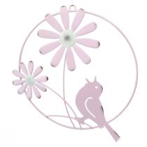 Product Decorative Ring Metal Hanging Decoration Flowers Pink Ø23cm 4 Pcs