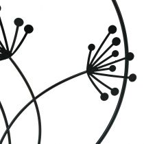 Product Decorative Ring Metal Hanging Decoration Black Flowers Ø23cm 2 Pcs