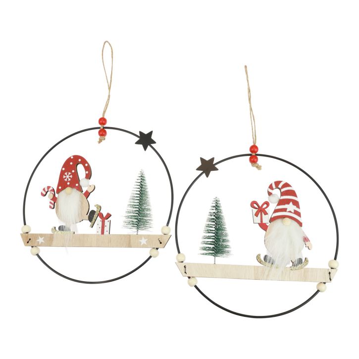 Product Decorative Ring Metal Gnome Decoration Hanger Christmas Ø21.5cm 2 Pcs