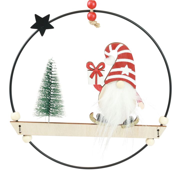 Product Decorative Ring Metal Gnome Decoration Hanger Christmas Ø21.5cm 2 Pcs