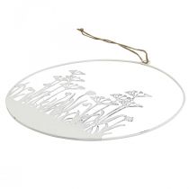 Decorative ring white metal decorative flower meadow spring decoration Ø22cm