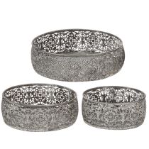 Product Decorative metal bowl, grey and white pattern, Ø16/19.5/23.5cm, set of 3