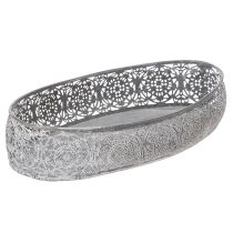 Product Decorative metal bowl, grey pattern, oval, L36cm/33.5cm, set of 2