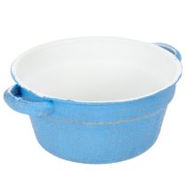 Product Decorative bowl/planter, blue metal, shabby chic decor, Ø17cm, H8.5cm