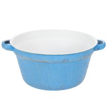 Product Decorative bowl/planter, blue metal, shabby chic decor, Ø21cm, H10.5cm
