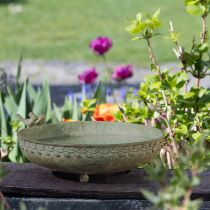 Product Decorative Bowl with Birds Metal Bowl Antique Green Brown Ø30cm