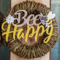 Decorative sign bee &quot;Bee Happy&quot; summer decoration wood 31×18cm 2pcs