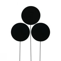 Product Decorative plug wooden board round black Ø6cm L15cm 12pcs