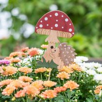 Decorative plug, autumnal wood decoration, hedgehog with mushroom H11cm L34cm 12pcs