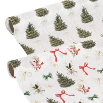 Product Christmas Fabric Rolls with Tree and Bow Designs 35cm x 120cm Set of 2