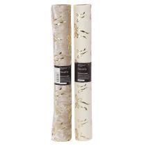 Product Decorative Polyester Table Runner with Gold Bow Design 120x35cm Beige and Cream, 2 Pieces