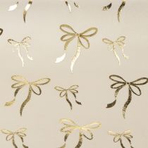 Product Decorative Polyester Table Runner with Gold Bow Design 120x35cm Beige and Cream, 2 Pieces