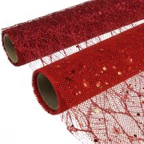 Christmas Deco Fabric Polyester Red x 2 assorted 35x200cm