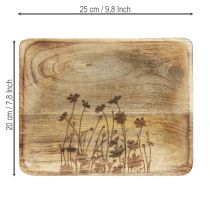 Product Decorative tray mango wood with floral pattern tray 25×20cm