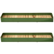 Product Decorative tray metal wood metal tray green 35.5×11×3cm 2pcs