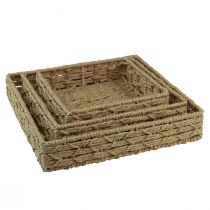 Product Decorative tray square basket metal natural 30/25/20cm set of 3
