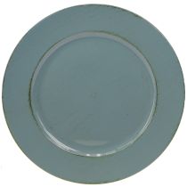 Product Decorative plate plastic decorative plastic plate petrol brown Ø33cm