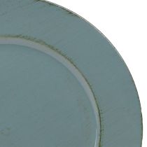 Product Decorative plate plastic decorative plastic plate petrol brown Ø33cm