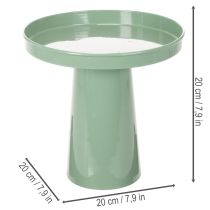 Product Green Metal Decorative Plate with Round Base, 20cm, for Flower Arrangements
