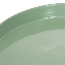 Product Green Metal Decorative Plate with Round Base, 20cm, for Flower Arrangements