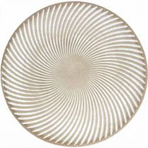 Product Decorative plate round white brown grooves table decoration Ø35cm H3cm