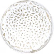Decorative plate white round brown structure vintage table decoration Ø39cm