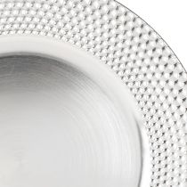 Product Decorative plate round plastic decorative plate silver Ø33cm