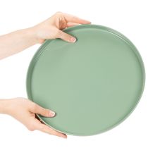 Product Round Green Metal Pedestal Tray 30cm for Table Arrangements