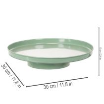 Product Round Green Metal Pedestal Tray 30cm for Table Arrangements