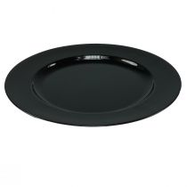 Product Decorative plate black flat glossy plastic Ø28cm H2cm