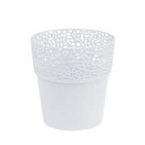 Product Decorative pot plastic white Ø13cm H13.5cm 1p