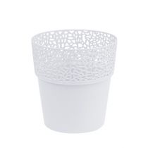 Product Decorative pot plastic white Ø13cm H13.5cm 1 pc