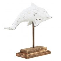 Product Dolphin decoration Albasia maritime wooden decoration white 28×6.5×26cm