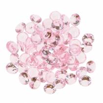 Decorative stones diamond acrylic light pink Ø1.2cm 175g for birthday decoration