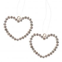 Decorative heart gold for hanging with rhinestones 6pcs