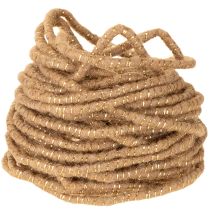 Product Brown wool cord with gold thread, 5m x 5mm with wire, for decoration and crafting