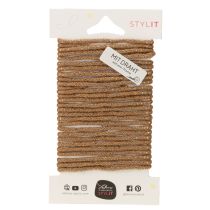 Product Brown wool cord with gold thread, 5m x 5mm with wire, for decoration and crafting