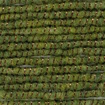 Product Green wool cord with gold thread, 5m x 5mm with wire, for decoration and crafting