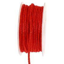 Wool thread with wire felt cord mica red Ø5mm 33m