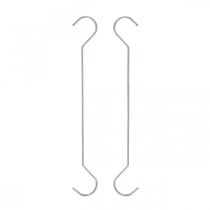 Metal hook, double hook silver S L20cm 5pcs