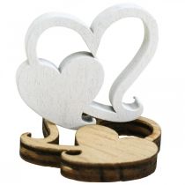 Product Double heart wood, scatter decoration wedding hearts B3cm 72 pieces