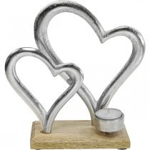 Product Tea light holder heart metal decoration table decoration wood 22cm