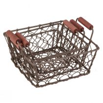 Product Wire basket, planter, metal/wood, 16/14/11.5cm, set of 3.