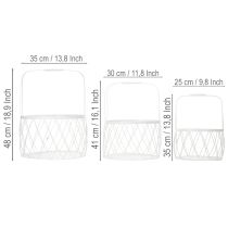 Product Wire basket with handle, white metal, Ø25/30/35cm, set of 3