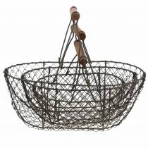 Product Wire basket with bracket brown metal 20/25 / 30cm, set of 3