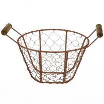 Product Wire basket metal basket with handle wood rust decoration Ø18cm