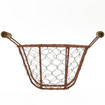 Product Wire basket metal basket with handle wood rust decoration Ø18cm