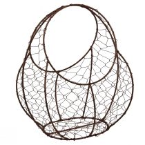 Product Wire basket rust metal basket with handle 22.5x11.5x26.5cm