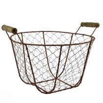 Product Wire basket vintage round with handle rust metal basket Ø26.5cm